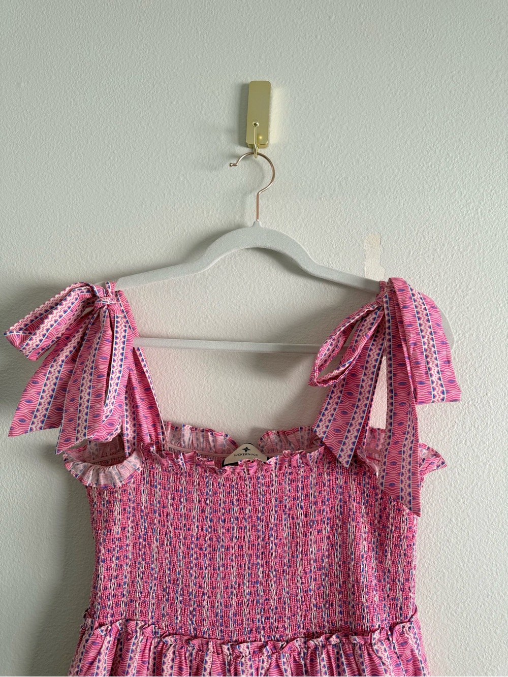 Tuckernuck x Cameran Eubanks Love Letters Smocked Chalmers pink Midi Dress Sz M - Picture 3 of 9